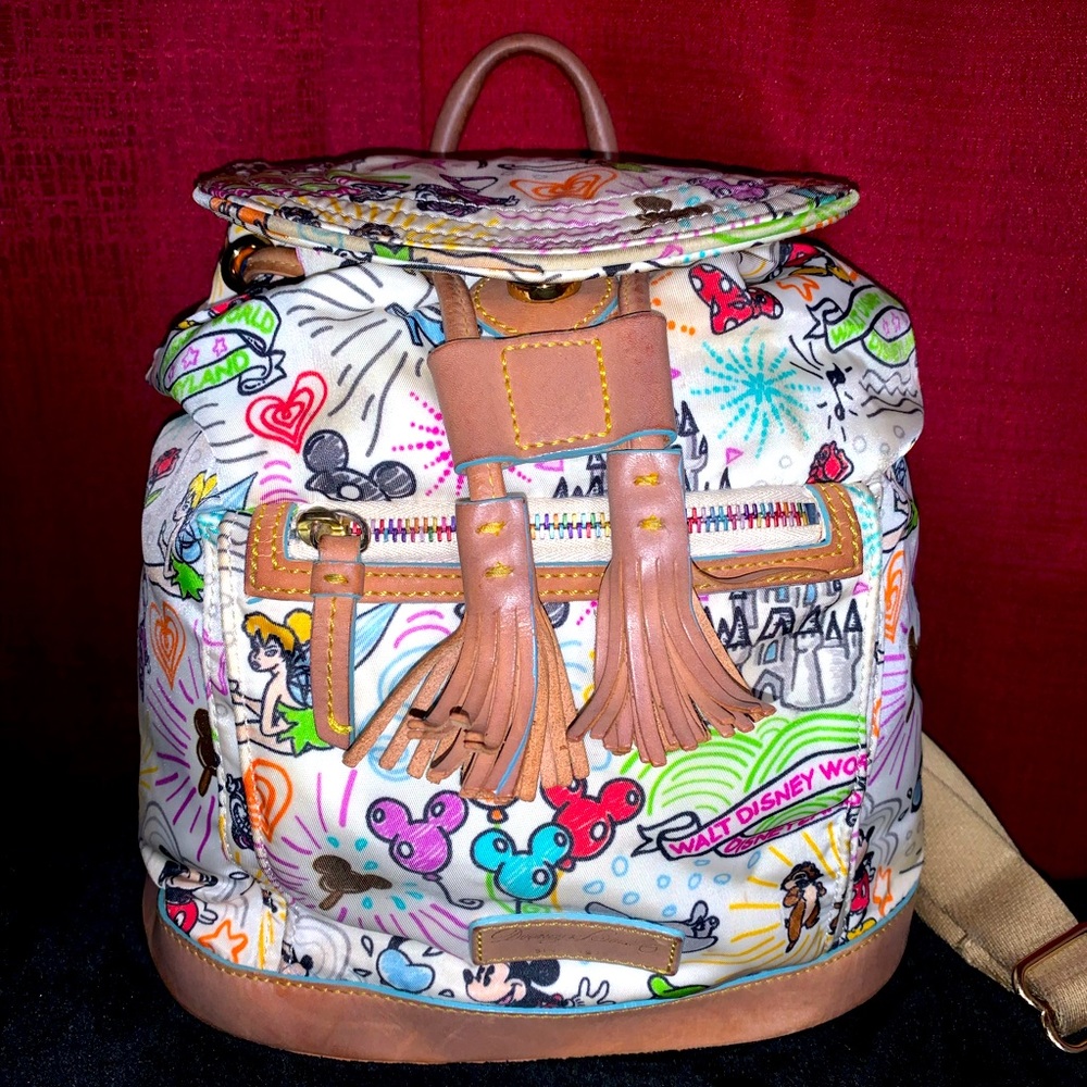 DOONEY & BOURKE WALT DISNEY WORLD BACKPACK Sketch Pattern Mickey DRAWSTRING